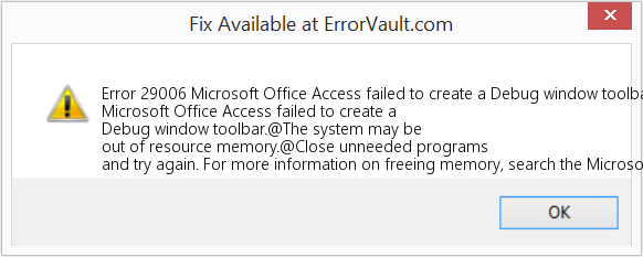 Microsoft Office Access에서 디버그 창 도구 모음을 만들지 못했습니다. 수정(오류 오류 29006)