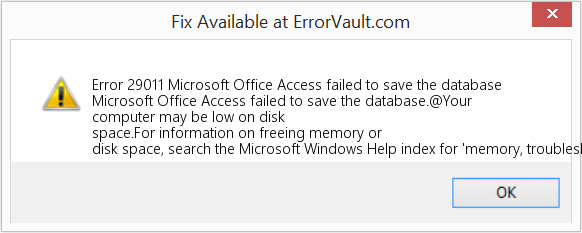 다운로드 오류 <?php echo $number; ?> (Microsoft Office Access에서 데이터베이스를 저장하지 못했습니다.) 복구 도구 Microsoft Office Access에서 데이터베이스를 저장하지 못했습니다. 수정(오류 오류 29011)
