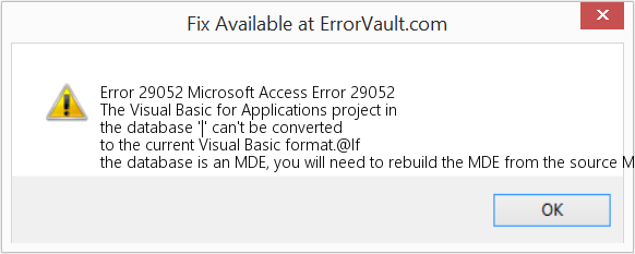 Microsoft 액세스 오류 29052 수정(오류 오류 29052)