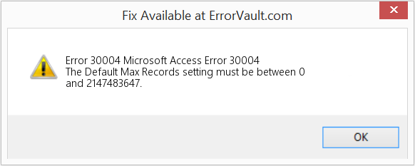 Microsoft 액세스 오류 30004 수정(오류 오류 30004)