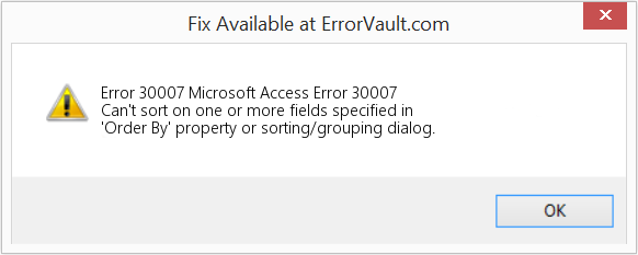 Microsoft 액세스 오류 30007 수정(오류 오류 30007)
