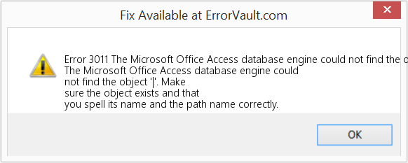 다운로드 오류 <?php echo $number; ?> (Microsoft Office Access 데이터베이스 엔진에서 '|' 개체를 찾을 수 없습니다.) 복구 도구 Microsoft Office Access 데이터베이스 엔진에서 '|' 개체를 찾을 수 없습니다. 수정(오류 오류 3011)