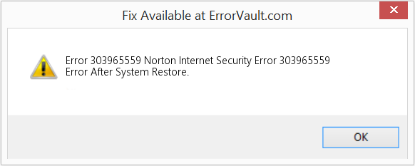 Norton Internet Security 오류 303965559 수정(오류 오류 303965559)