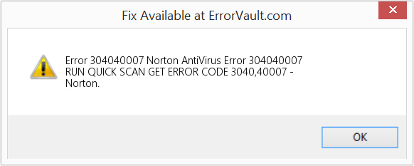 Norton AntiVirus 오류 304040007 수정(오류 오류 304040007)