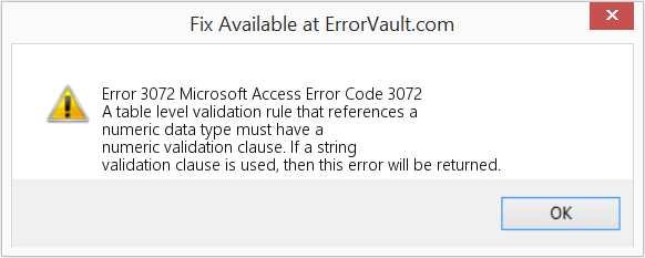 Microsoft 액세스 오류 코드 3072 수정(오류 오류 3072)