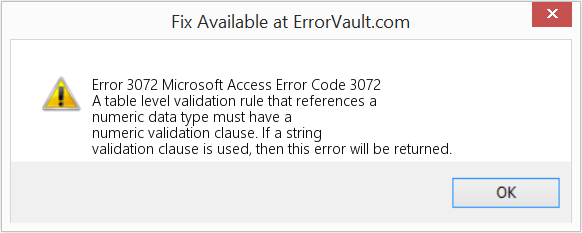 다운로드 오류 <?php echo $number; ?> (Microsoft 액세스 오류 코드 3072) 복구 도구 Microsoft 액세스 오류 코드 3072 수정(오류 오류 3072)
