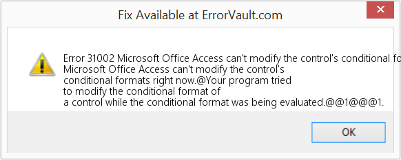 Microsoft Office Access는 지금 컨트롤의 조건부 형식을 수정할 수 없습니다. 수정(오류 오류 31002)