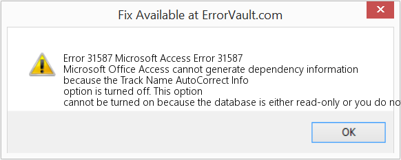 다운로드 오류 <?php echo $number; ?> (Microsoft 액세스 오류 31587) 복구 도구 Microsoft 액세스 오류 31587 수정(오류 오류 31587)