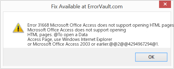 Microsoft Office Access는 HTML 페이지 열기를 지원하지 않습니다. 수정(오류 오류 31668)