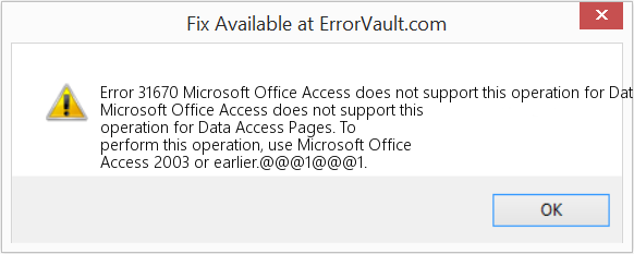 Microsoft Office Access는 데이터 액세스 페이지에 대해 이 작업을 지원하지 않습니다. 수정(오류 오류 31670)
