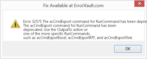 RunCommand에 대한 acCmdExport 명령은 더 이상 사용되지 않습니다. 수정(오류 오류 32575)