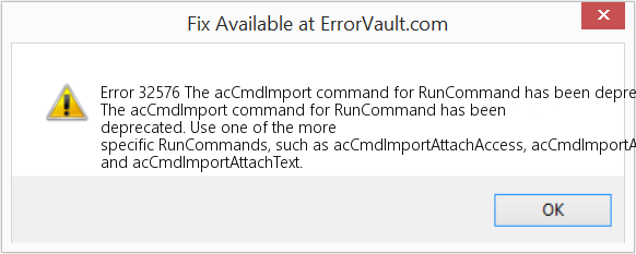 RunCommand에 대한 acCmdImport 명령은 더 이상 사용되지 않습니다. 수정(오류 오류 32576)