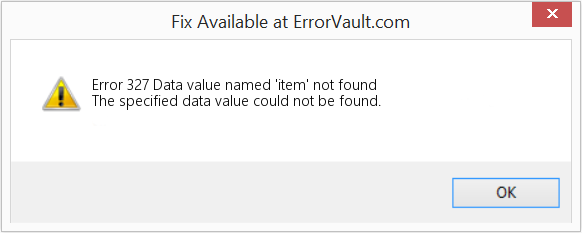 이름이 'item'인 데이터 값을 찾을 수 없습니다. 수정(오류 오류 327)