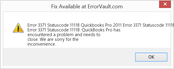 Quickbooks Pro 2011 오류 3371 상태 코드 11118 수정(오류 오류 3371 상태 코드 11118)
