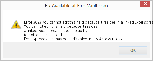 연결된 Excel 스프레드시트에 있으므로 이 필드를 편집할 수 없습니다. 수정(오류 오류 3823)