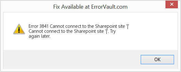 Sharepoint 사이트 '|'에 연결할 수 없습니다. 수정(오류 오류 3841)
