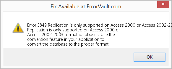 복제는 Access 2000 또는 Access 2002-2003 형식 데이터베이스에서만 지원됩니다. 수정(오류 오류 3849)