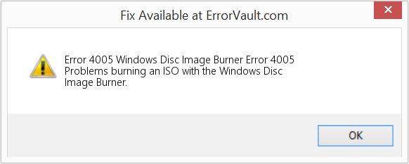 Windows 디스크 이미지 버너 오류 4005 수정(오류 오류 4005)