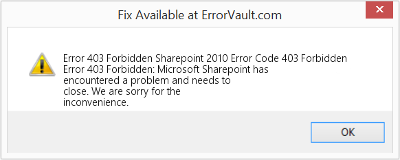 Sharepoint 2010 오류 코드 403 금지됨 수정(오류 오류 403 금지)