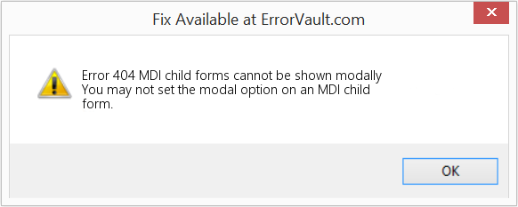 MDI 자식 양식은 모달로 표시할 수 없습니다. 수정(오류 오류 404)