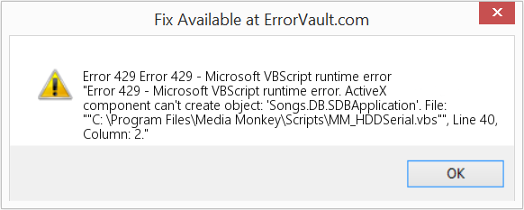 오류 429 - Microsoft VBScript 런타임 오류 수정(오류 오류 429)