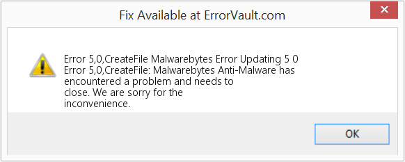 Malwarebytes 오류 업데이트 5 0 수정(오류 오류 5,0, 파일 만들기)