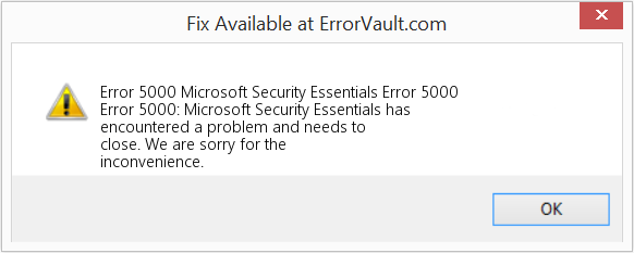 Microsoft Security Essentials 오류 5000 수정(오류 오류 5000)