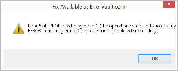 오류: read_msg errno 0(작업이 성공적으로 완료되었습니다. 수정(오류 오류 524)