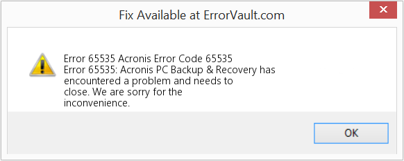 Acronis 오류 코드 65535 수정(오류 오류 65535)