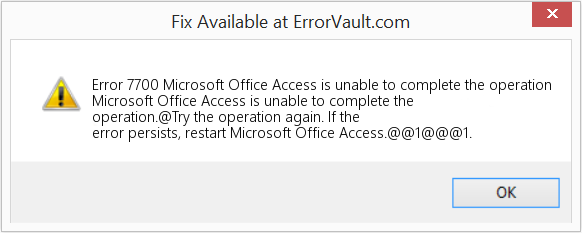 Microsoft Office Access에서 작업을 완료할 수 없습니다. 수정(오류 오류 7700)