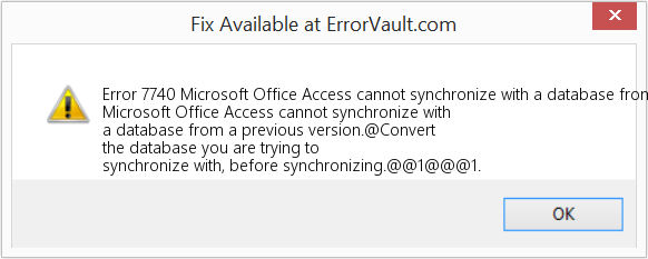 다운로드 오류 <?php echo $number; ?> (Microsoft Office Access는 이전 버전의 데이터베이스와 동기화할 수 없습니다.) 복구 도구 Microsoft Office Access는 이전 버전의 데이터베이스와 동기화할 수 없습니다. 수정(오류 오류 7740)