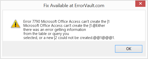 Microsoft Office Access에서 |1을(를) 만들 수 없습니다. 수정(오류 오류 7790)
