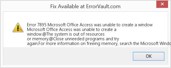 Microsoft Office Access에서 창을 만들 수 없습니다. 수정(오류 오류 7895)