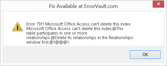 Microsoft Office Access에서 이 색인을 삭제할 수 없습니다. 수정(오류 오류 7911)