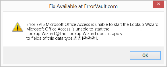 Microsoft Office Access에서 조회 마법사를 시작할 수 없습니다. 수정(오류 오류 7916)