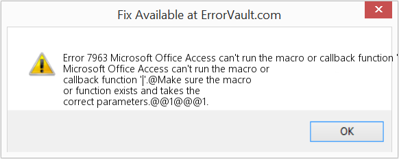 Microsoft Office Access에서 매크로 또는 콜백 함수 '|'를 실행할 수 없습니다. 수정(오류 오류 7963)