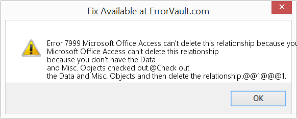 데이터 및 기타가 없기 때문에 Microsoft Office Access에서 이 관계를 삭제할 수 없습니다. 수정(오류 오류 7999)
