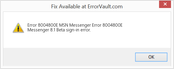 MSN 메신저 오류 8004800E 수정(오류 오류 8004800E)