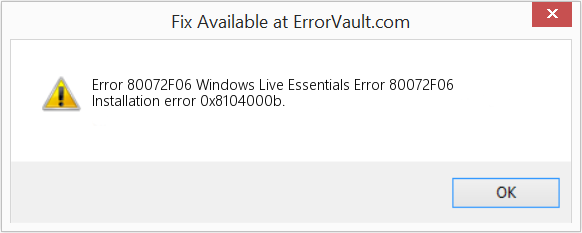 Windows Live Essentials 오류 80072F06 수정(오류 오류 80072F06)