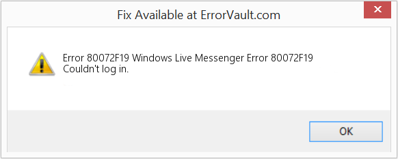 Windows Live 메신저 오류 80072F19 수정(오류 오류 80072F19)