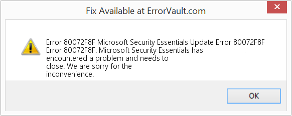 다운로드 오류 <?php echo $number; ?> (Microsoft Security Essentials 업데이트 오류 80072F8F) 복구 도구 Microsoft Security Essentials 업데이트 오류 80072F8F 수정(오류 오류 80072F8F)