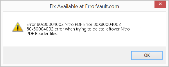니트로 PDF 오류 80X80004002 수정(오류 오류 80x80004002)