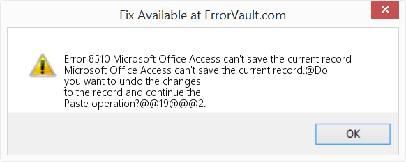 Microsoft Office Access에서 현재 레코드를 저장할 수 없습니다. 수정(오류 오류 8510)