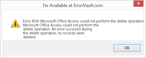 Microsoft Office Access에서 삭제 작업을 수행할 수 없습니다. 수정(오류 오류 8541)