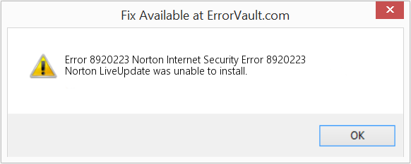 Norton Internet Security 오류 8920223 수정(오류 오류 8920223)
