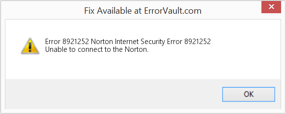 Norton Internet Security 오류 8921252 수정(오류 오류 8921252)