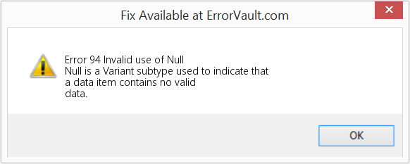 Null의 잘못된 사용 수정(오류 오류 94)