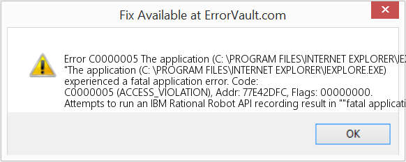 응용 프로그램(C: \PROGRAM FILES\INTERNET EXPLORER\IEXPLORE.EXE)에 치명적인 응용 프로그램 오류가 발생했습니다. 수정(오류 오류 C0000005)