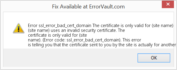 인증서는 (사이트 이름)에만 유효합니다. 수정(오류 오류 ssl_error_bad_cert_domain)