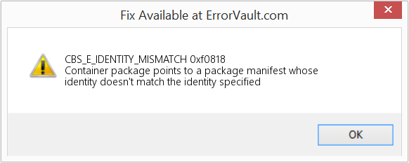 0xf0818 수정(오류 CBS_E_IDENTITY_MISMATCH)
